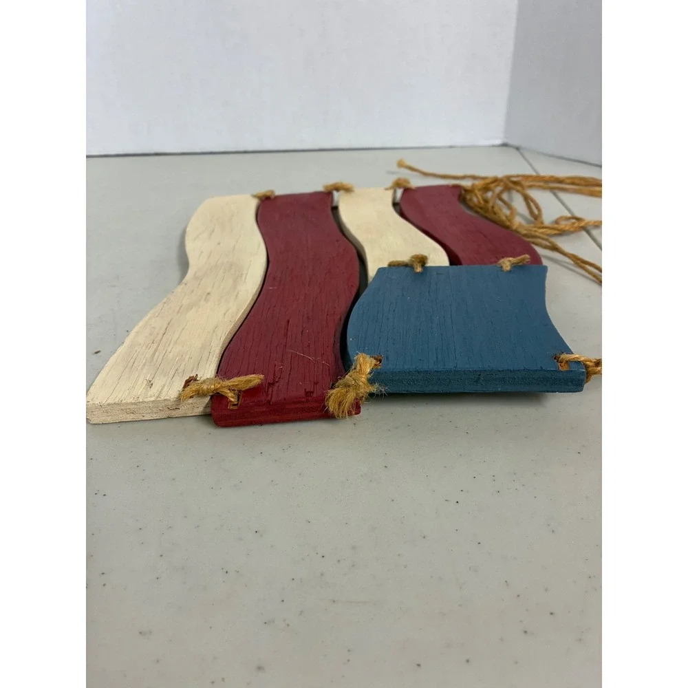 Rustic Wooden‎ American Flag Wall Hanging Remember Freedom Patriotic Decor Star